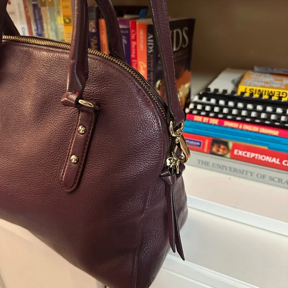 kate spade Plum Leather Dome Satchel with Gold Hardware